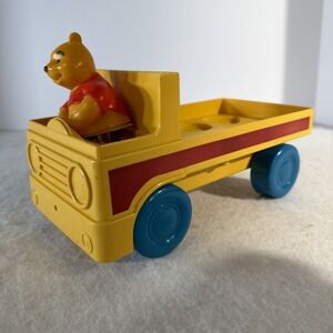 Vintage Winnie the Pooh Disney Pull Wagon Truck w/ Pooh Figure Made in Taiwan